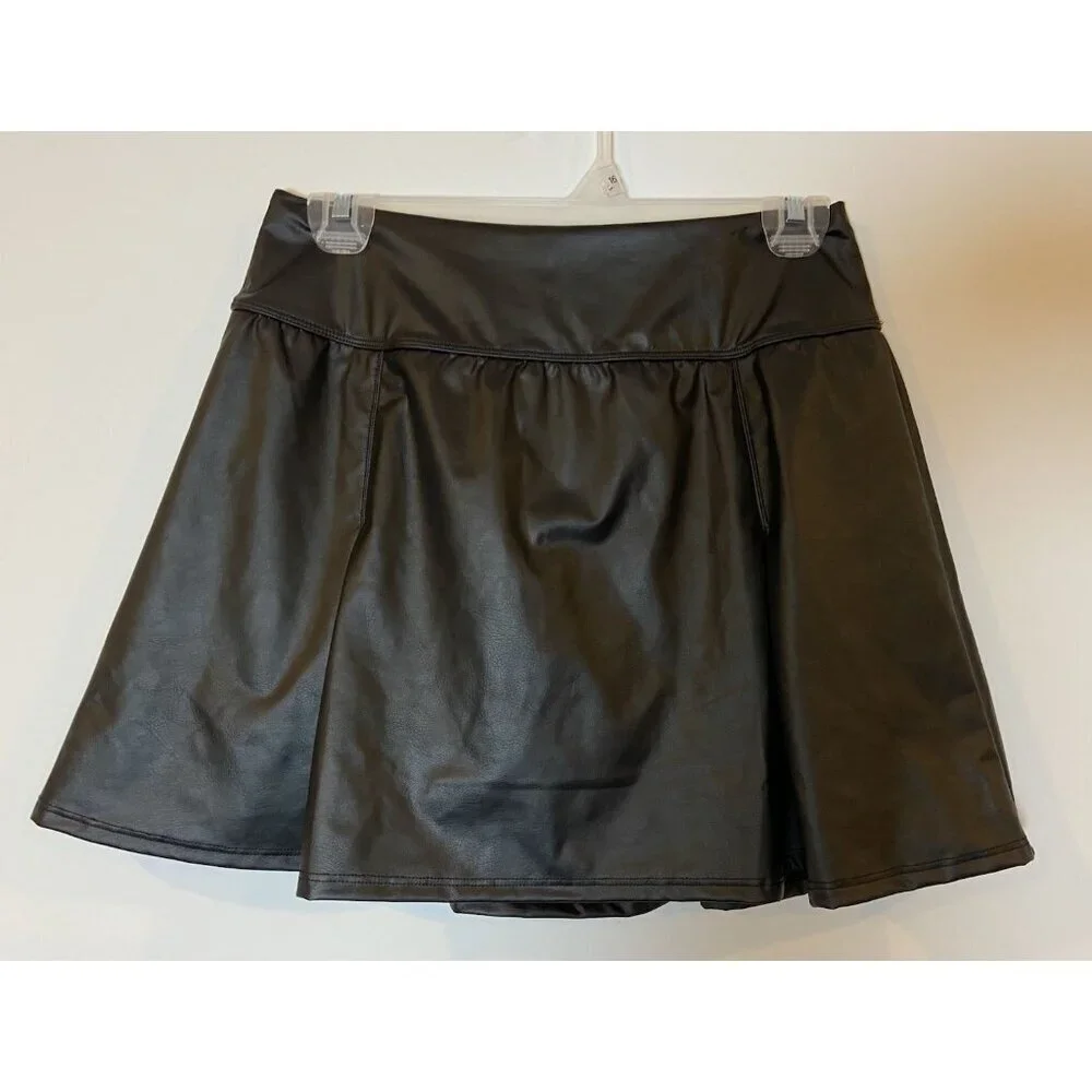 NWT Offline By Aerie Real Luxe Faux Leather Skirt Skort Black Size Medium M New